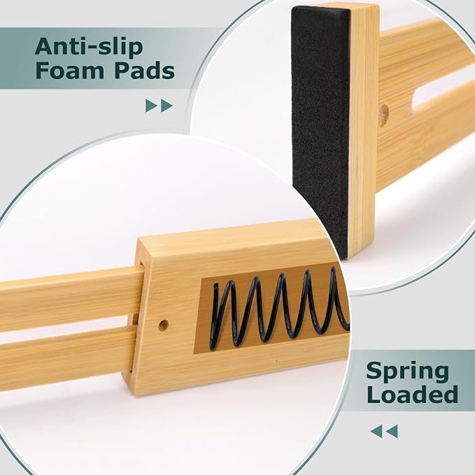 Lzerking Kitchen Drawer Dividers 4 Pack, Adjustable Bamboo Drawer Organizer, 17-22" Expandable Utensil Organizer for Kitchen, Dresser, Closet, Bedroom, Bathroom