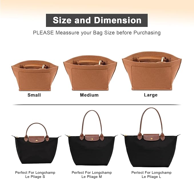 LOUKAYCCI Purse Organizer Insert for Le Pliage Large Handbags Insert Organizer (EarthColor, Large)