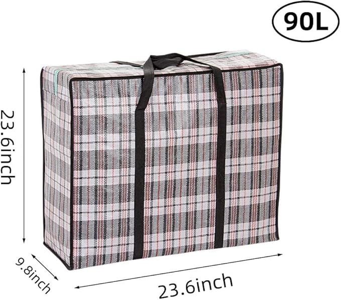 Heavy Duty Large Moving Bags, 90L Big Organizer Storage Bags With Durable Zipper, Water Resistant Totes, Carrying Bag, Camping Bag for Clothes, Bedding, Comforter, Pillow, Moving (Set of 4)