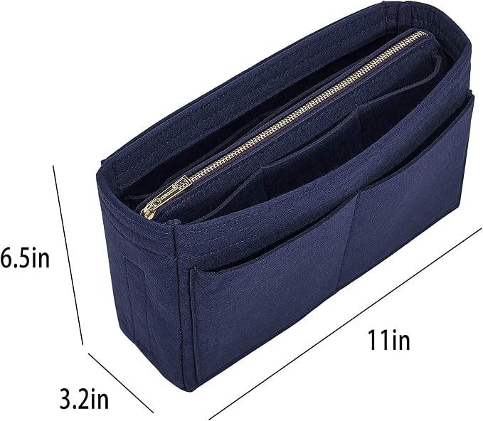 Vercord Felt Organizer Insert for Purse Handbag Tote Bag in Bag Inside Shaper Divider Neo Dark blue Slender Medium