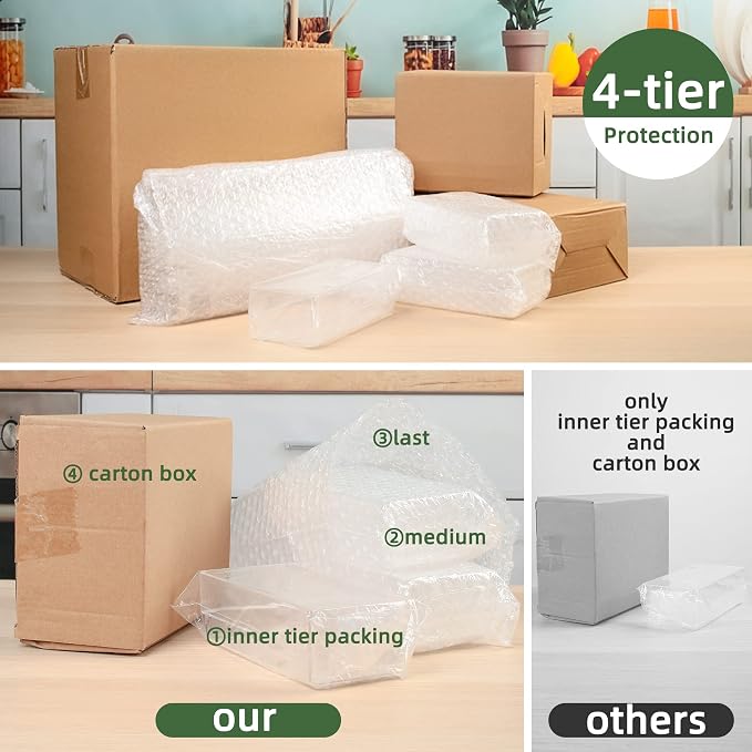LotFancy Clear Drawer Organizers, 12” x 3” x 2”, Set of 3, Drawer Organizer Trays for Desk, Plastic Storage Bins for Bathroom, Makeup, Utensils, Stackable