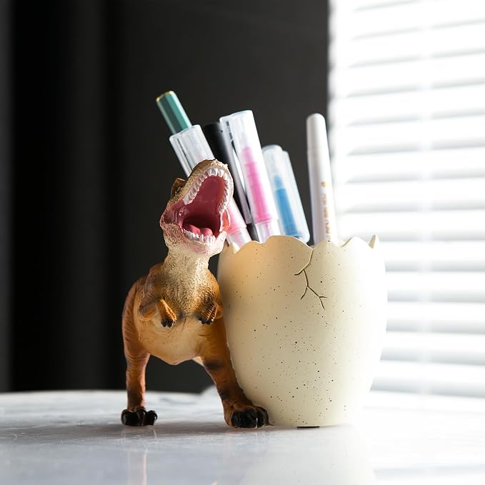 Dinosaur Pen Holder & Pencil Holder for Desk, T-Rex Desk Accessories Jurassic Park Office School Supplies, Dino Toothbrush Holder, Idea Gifts for Adults Kids Women Men