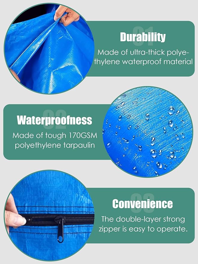 WTREE Double Shield Mattress Bag for Moving and Storage, 8 Reinforced Handles Mattress Cover with Internal Clear Mattress Protector, 170GSM Heavy Duty Tarp Mattress Mover Tool, Full XL