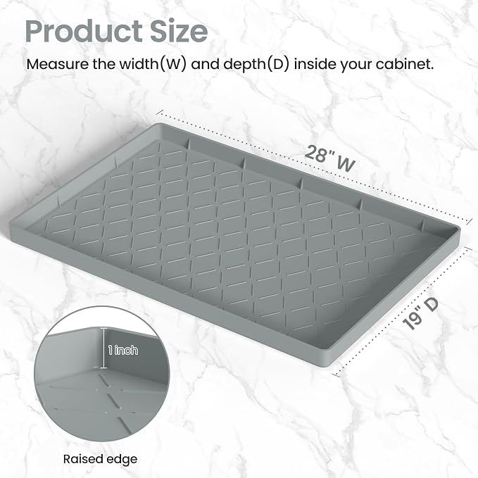 Mateeylife Under Sink Mats for Kitchen Waterproof 28"X19", Undersink Protectors，Silicone Mat Cabinet Liner, Under Sink Organizer for Bathroom and Kitchen，Boot Tray Pet Food Mat, Bronze