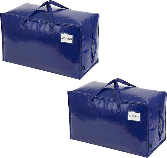 VENO 2 Pack Extra Large Heavy Duty Moving Bags with Wide Opening & Reinforced Handles, Reusable Storage Tote Bags with Strong Zippers for Clothes, College Dorm Essentials & Moving Supplies