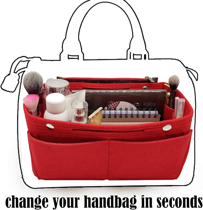 LEXSION Felt Purse Organizer Insert Multi Pocket Bag Organizer Shaper | zipper bag, tote shaper, multi pocket bag, handbag shaper, various sizes