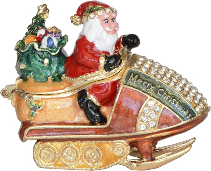 Christmas Ornament Trinket Box Jewelry Box Hand Painted Decorative Box with Hinged Lid Ring Earring Holder Holiday Figurine Collectible