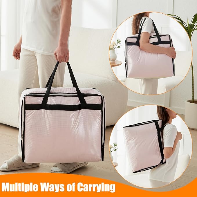 MKOKYD 40L Clear Storage Bags for Blanket, Clothes, Comforter, Bedding, Sheet, Pillow - Closet Organizers and Storage Containers, Under Bed Storage Bag with Zipper (Clear, 3 Pack)