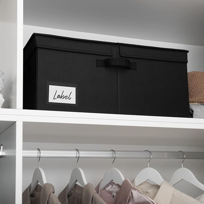 GRANNY SAYS Black Storage Bin with Lid, Fabric Closet Organizers and Storage Baskets, Extra Large Storage Box for Clothes, Memory Keepsake Box, 1-Pack