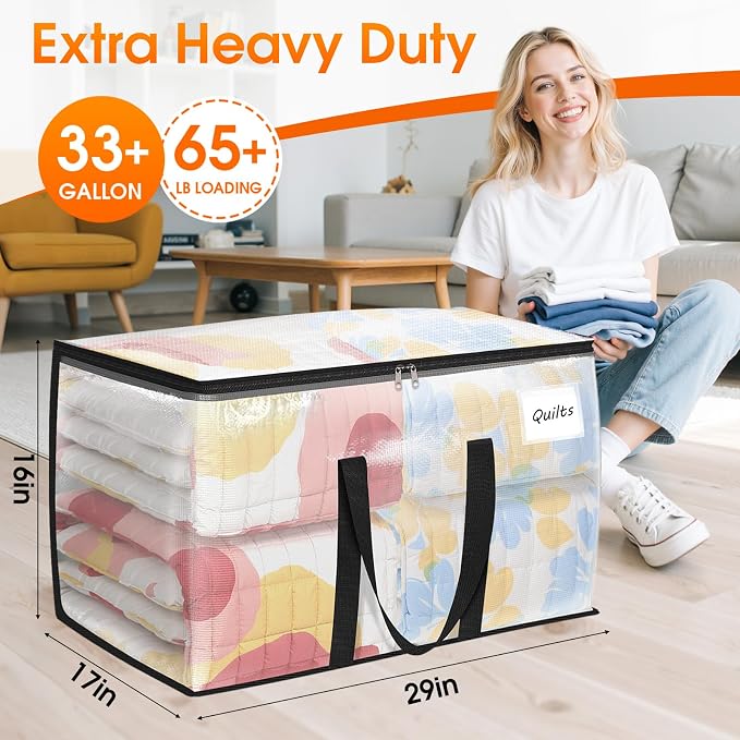 Fab totes Moving Bags Extra Heavy Duty Oversized Storage Bags with Reinforced Handle and Double Zippers,Moving Supplies Totes for Storage Packing Dorm Room Essentials Alternative to Moving Boxes