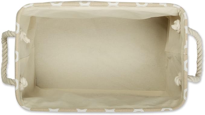 DII Polyester Container with Handles, Lattice Storage Bin, Medium, Vintage Linen