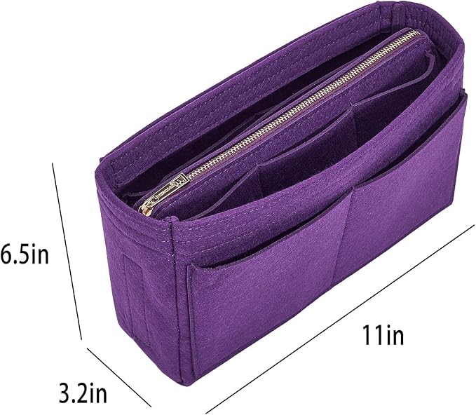 Vercord Felt Organizer Insert For Purse Handbag Tote Bag In Bag Inside Shaper Divider Neo Purple Slender Medium