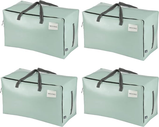 VENO 4 Pack Extra Large Heavy Duty Moving Bags with Wide Opening & Reinforced Handles, Reusable Storage Tote Bags with Strong Zippers for Clothes, College Dorm Essentials & Moving Supplies