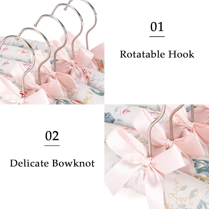 NEOVIVA Padded Hangers for Women - Floral Clothes Hangers, No Shoulder Bump Hangers for Adults - Sweaters, Dresses, Suits (Pack of 5)
