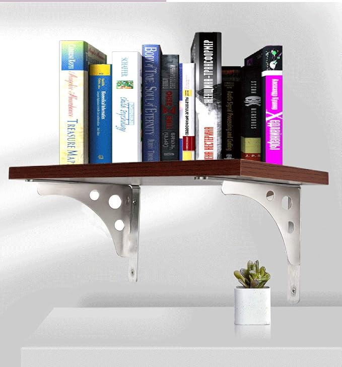CBTONE 12 Inch Heavy Duty Shelf Bracket, Pack of 4, Wall Mounted Floating L Bracket Stainless Steel Triangle Shelf Supporter, Thicken 4mm, Included Free Screw Accessories