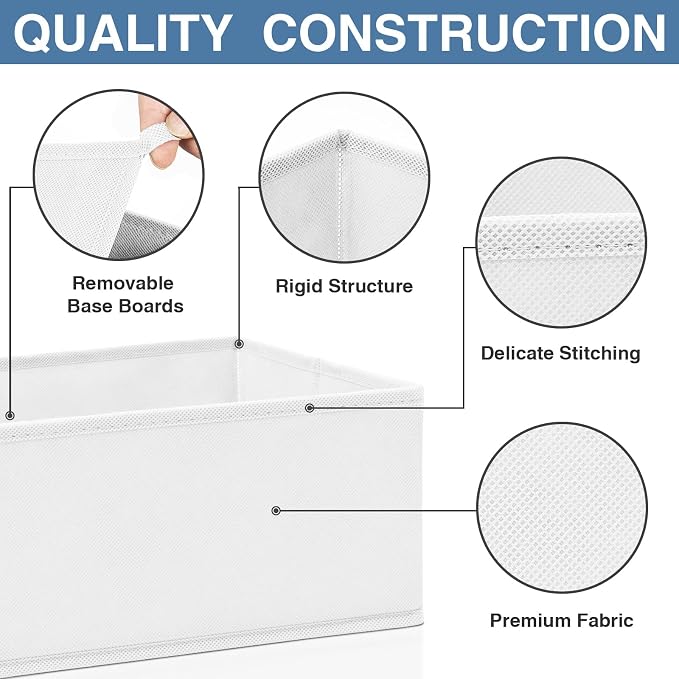 Criusia Drawer Organizer Clothes, 24 Pack Dresser Organizer Bins for Nursery Bedroom, Closet Organization and Storage Dividers for Clothing, Baby Clothes, Underwears, Socks (White)
