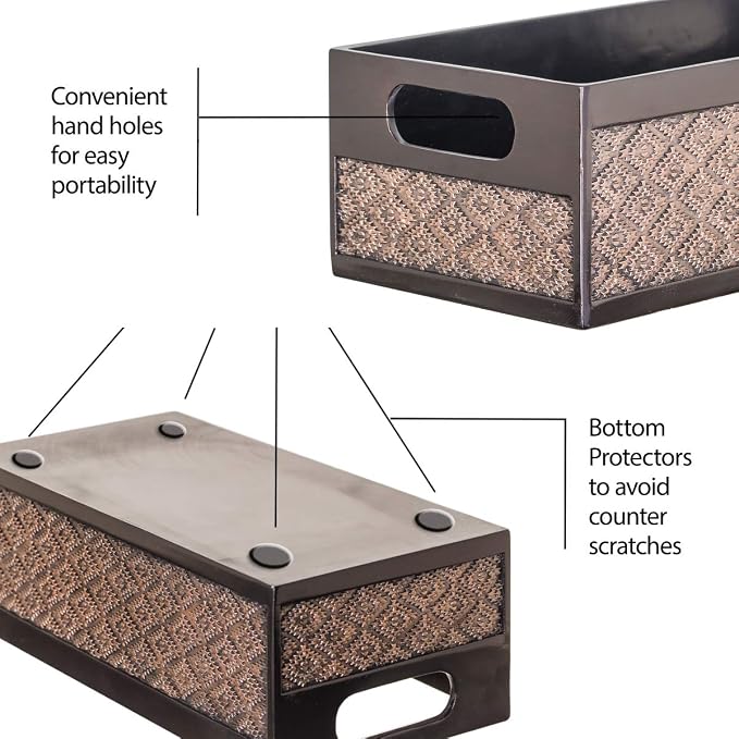 Creative Scents Dublin Brown Toilet Paper Storage Holder Basket for Decor - Decorative Bathroom Organizer and Storage for Countertop - Toilet Tank Topper Box - Modern Brown Bathroom Counter Decor