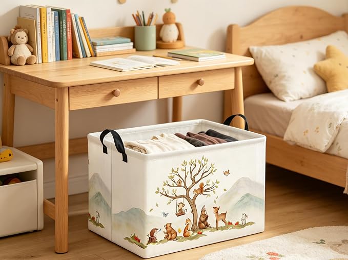 Kids Baby Storage Basket for Boy and Girls - Gift Basket Empty Book Shelf - Rectangular Animal Room Decor for Bedroom Bathroom