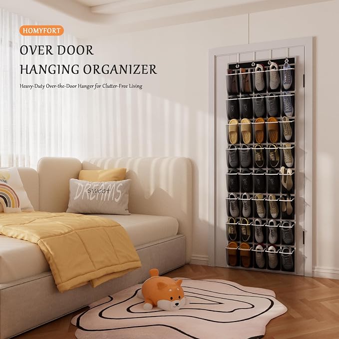 homyfort Over the Door Shoe Organizer, 40 Large Breathable Mesh Pocket,Space Saving Hanging Shoe Rack,Shoe Storage Holder for Entryway Bedroom Closet