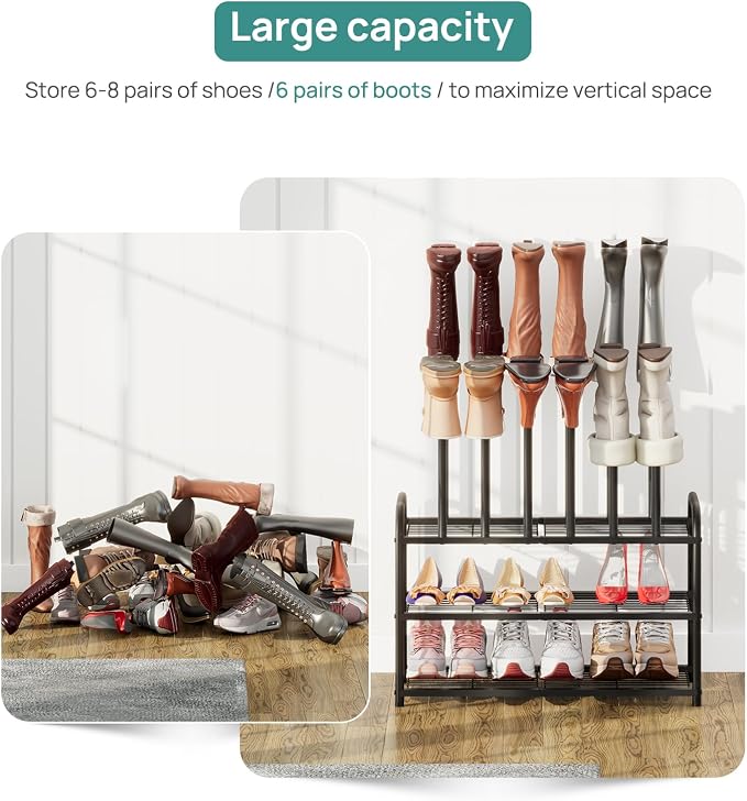 viewcare Tall Boot Rack, Boot Rack Organizer, Tall Boots with Shoe Rack for Closet, Shoe Shelf Storage Organizer for Entryway Space