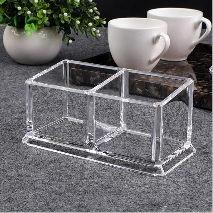 Acrylic Tea Bags Holder Coffee Sugar Bag Case Guest Room Storage Boxes - Holder for Tea Bags, Small Packets, Sweeteners,Sugar Packet, Coffee, Condiment (L16.6*W8.2*H7.5cm)