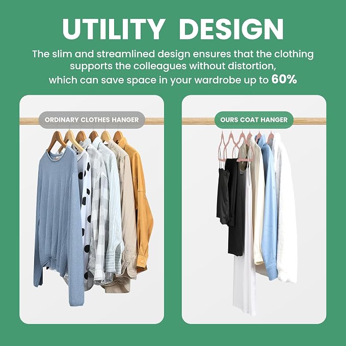 InfiniPower 50 Pack Velvet Hangers, Heavy Duty Clothes Hangers for Coat, Pants & Dress, Non-Slip Hanger Set with Shoulder Notches, 360° Swivel Hook, Space Saving, Pink