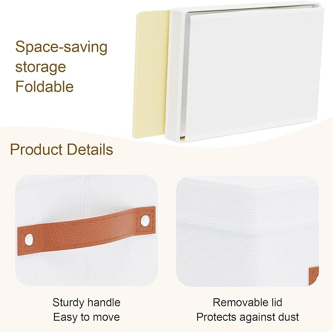 Fabric Storage Baskets,White Boxes,16.5x11.8x10.2In,5 Pack | Foldable Storage Bins with Lids,Shelves Organizers for Wardrobe,Bedroom,Decorative Closet Cubes for Shoes Towel Book