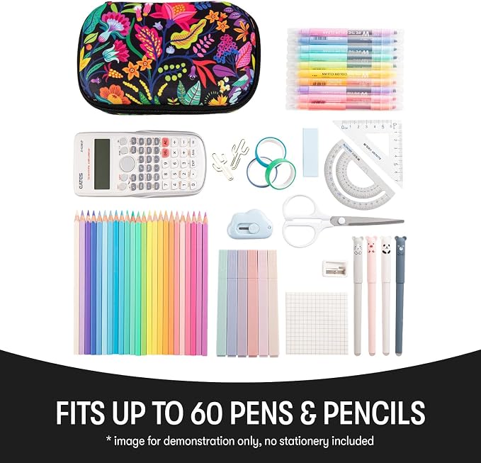 ZIPIT Flowers Pencil Case for Girls, Cute Pencil Box for School, Large Capacity Stationery Organizer Box