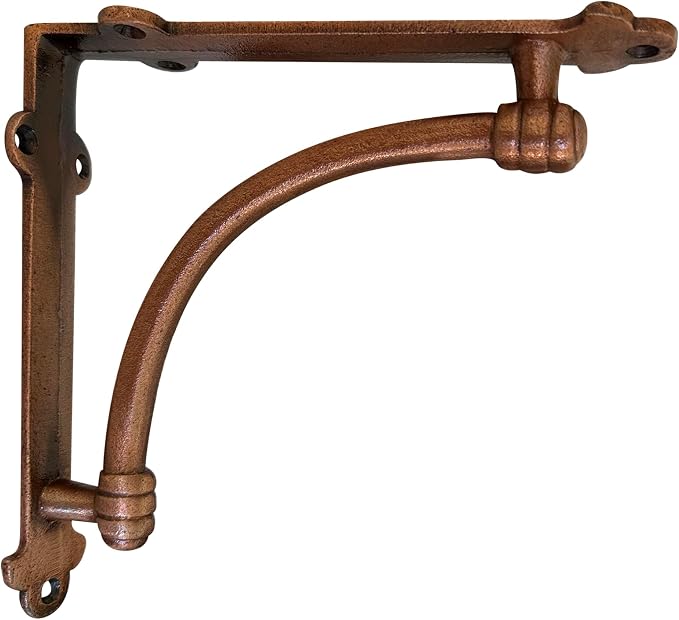 NACH Decorative Shelf Brackets, 2 Pack of 7.25 x 1.6 x 7.25 inch Copper Cast Iron Shelf Brackets - Decorative Brackets for Mounting - Industrial Style Brackets