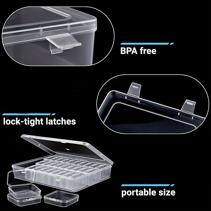 Yellow plastic box-Bead Organizer Box-31 Pcs Small Clear Plastic Bead Storage Containers Craft Storage Box with Hinged Lid, 1sheet Labels, Mini Box for Jewelry Making, Crafts, Small Parts