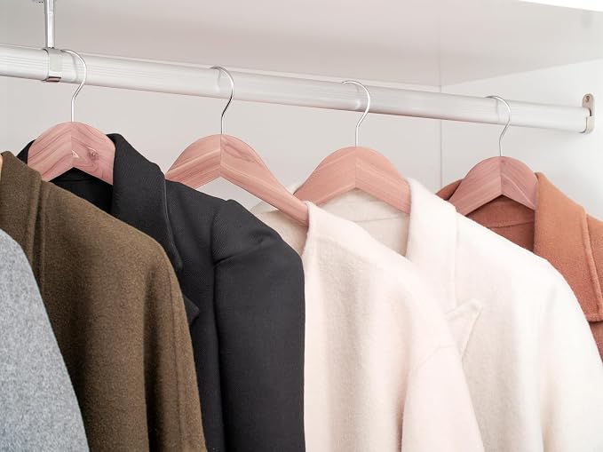 StorageWorks Red Cedar Wood Hangers 6 Pack, Extra Wide Shoulder Wooden Hanger for for Suits, Coats, Jackets, Pants