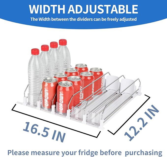 Drink Organizer for Fridge Soda Can Organizer Fridge Dispenser for Refrigerator, 5 Row 20 Cans 12.2 Inch Deep,for Medium-size Fridge