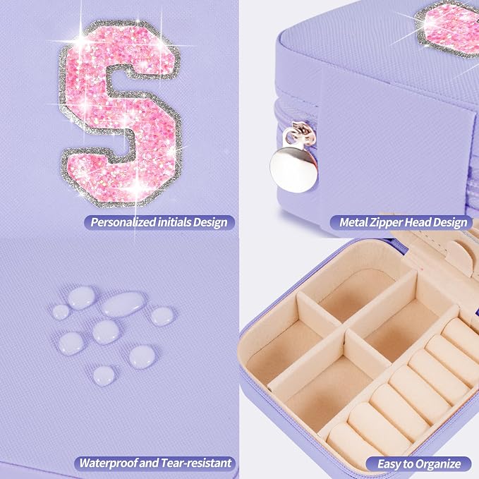 Uygafly Gifts for Teen Girl Trendy Stuff,Birthday Gift for 5 6 7 8 9 10 11 12 13 14 15 Year Old Girls,Cute Travel Jewelry Case Small Box | Lavender,S