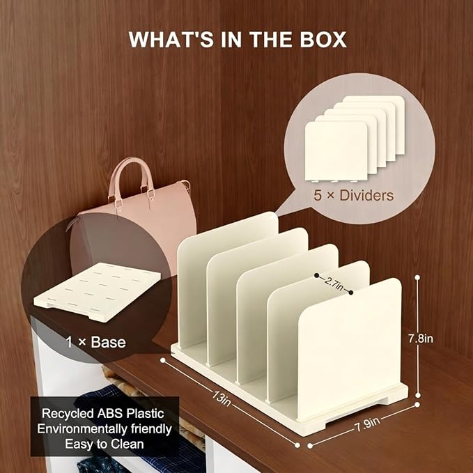 Reusable Shopping Bag Organizer, Adjustable Extra Tall Shelf Dividers for 40+Tote, Cloth,Gift,Grocery,Handbag and Purse,Paper Bag Holder and Lunch Bags in Pantries, Cabinets or Closets