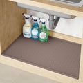 TRZZ Silicone Waterproof Under Sink Mat 28" x 19", Drip Tray and Cabinet Liner for Kitchen and Bathroom, Prevents Water Damage and Organizes Cabinets (Brown)