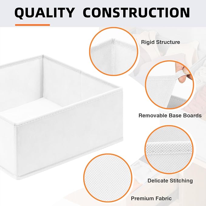 Criusia Closet Drawer Organizer Clothes, 15 Pack White Dresser Organizer for Baby Clothes, Fabric Drawer Dividers for Nursery Bedroom