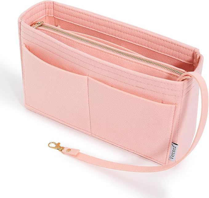 Vercord Felt Organizer Insert For Purse Handbag Tote Bag In Bag Inside Shaper Divider Neo Pink Slender Medium