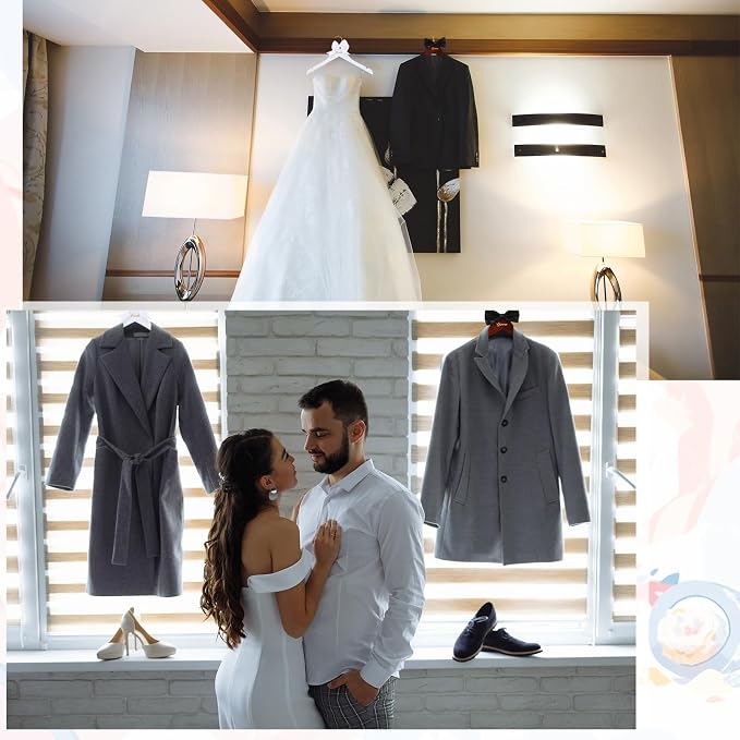 Beeveer 2 Pcs Bride Hanger for Wedding Dress Bride and Groom Wooden Wedding Dress Hanger Set with Bow Tie for Tuxedo Suit Gift Bridal Party Shower