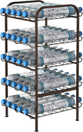 smusei 5 Tier Water Bottle Organizer Vertical Free Standing Storage Shelf Metal Beverage Rack Dispenser Large Capacity Bottled Water Holder Stand for Kitchen Party Pantry, Bronze