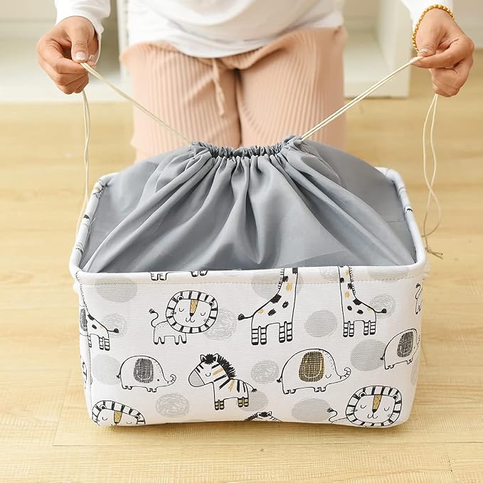 Toy Baskets Toys Organizer Kids Storage Basket, Baby Room Decor Giraffe Laundry Baskets with Drawstring Mothers Day Gifts Basket for Kid's Room (Giraffe, Large)