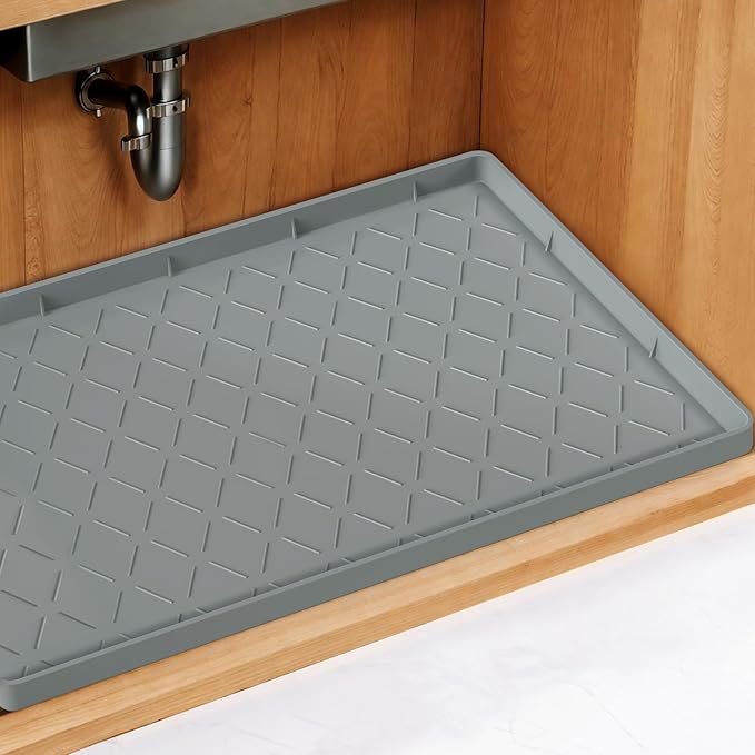 Mateeylife Under Sink Mats for Kitchen Waterproof 34"X22", Undersink Protectors，Silicone Mat Cabinet Liner, Under Sink Organizer for Bathroom and Kitchen，Boot Tray Pet Food Mat, Bronze