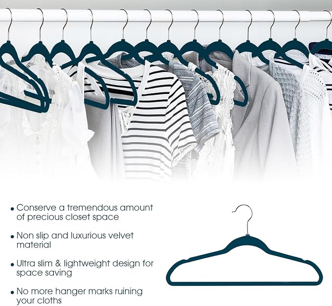 Elama Home Cloths Hanger, Slim Profile, 30 Piece Set (30PCHANGERBLUE)