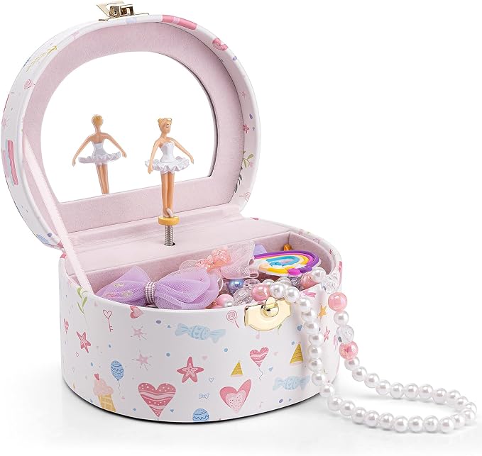 VLANDO Bithday Gift for Girl - Musical Jewelry Box for Girls, Small Kid Music Box with Ballerina for Party Bedroom Decor, Gifts for Girls Kids - Fantasy