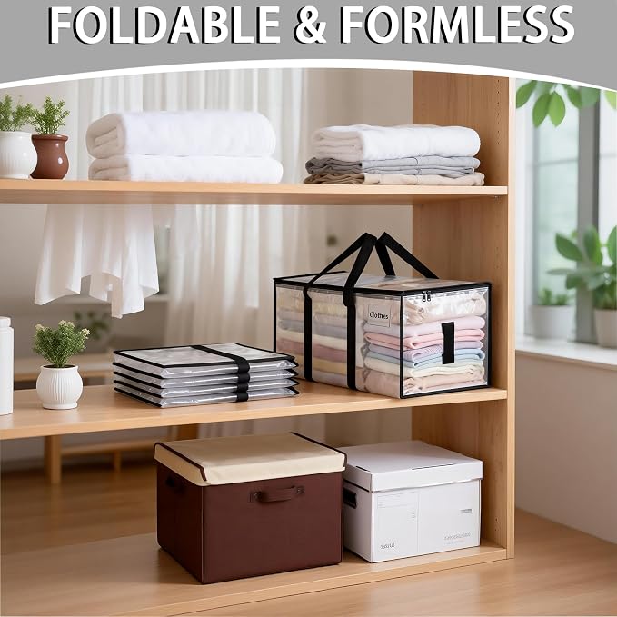 8 Pack Extra Large Heavy Duty Moving Bags,Clear Storage Bins with Lids,Moving Boxes with Zippers & Reinforced Handles,Waterproof Foldable Storage Totes for College Dorm,Traveling,Moving Supplies