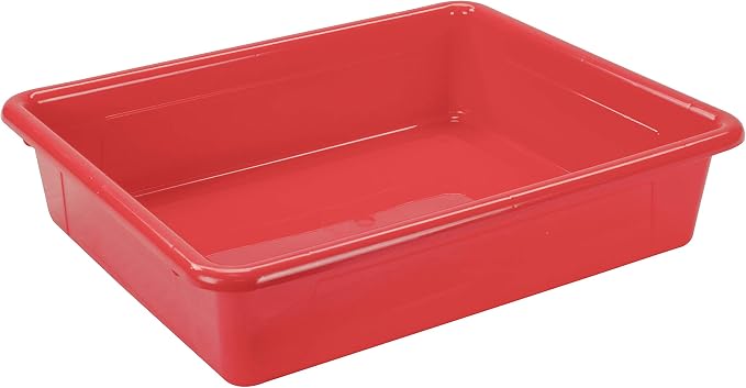 Storex Letter Size Flat Storage Tray – Organizer Bin for Classroom, Office and Home, Red, 5-Pack (62518U05C) , 10 x 13 x 3 Inches
