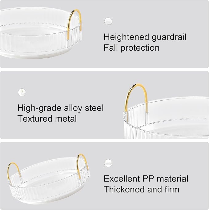 YCIA&DONE 360 Rotating Makeup Organizer and Storage for Vanity Countertop 1 Tier, High Capacity Cosmetic Skincare Perfume Organizers for Dresser Bathroom Fridge Lazy Susan (Clear White)