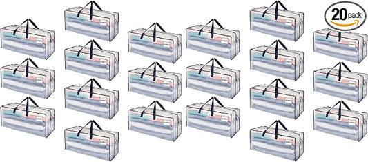 VENO 20 Pack Heavy Duty Moving Bags with Backpack Straps, Zippers & Handles, Extra Large Packing Bags for College Dorm Essentials, Moving Supplies Alternative to Cardboard Moving Boxes