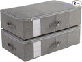 Under Bed Storage with Clear window/ 600D Sturdy Fabric, Underbed Storage Containers Bags for Clothes, Clothing, Blanket, Comforters (L（27.6x16.5x7in） for under bed storage, Light grey)