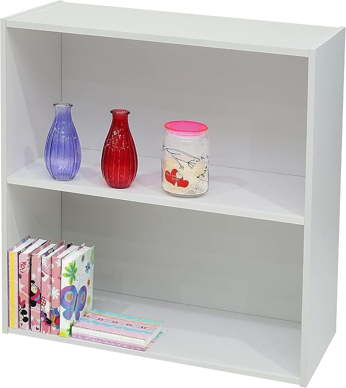 KB Designs - Wood Bookcase Storage Organizer – 2 Tier Shelf Wood Shelf for Books & Decor, Compact Shelf Storage Organizer for Bedroom, Kids Room & Home Office