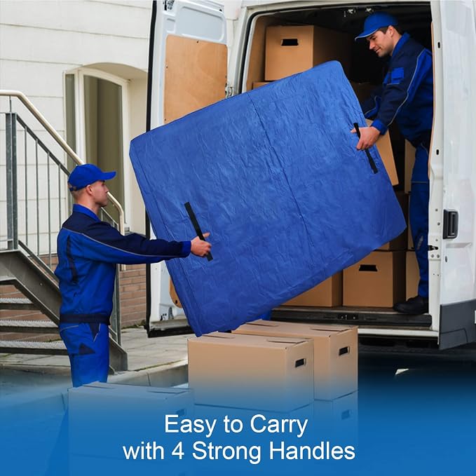Mattress Bags for Storage & Moving - Waterproof Covers with Heavy Duty Handles, Strong Zipper - Twin Size, Blue, 2 Pack